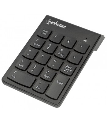 Manhattan Numeric Keypad, Wireless (2.4GHz), USB-A Micro Receiver, 18 Full Size Keys, Black, Membrane Key Switches, Auto Power M