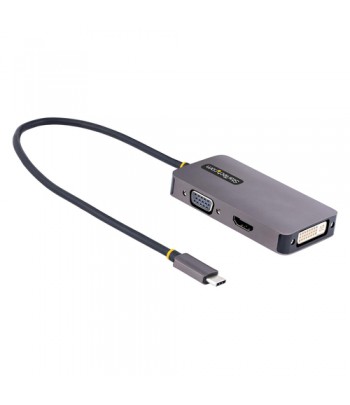 StarTech.com USB C Video Adapter, USB C to HDMI DVI VGA Adapter, Up to 4K 60Hz, Aluminum, Multiport Video Display Adapter, Thund