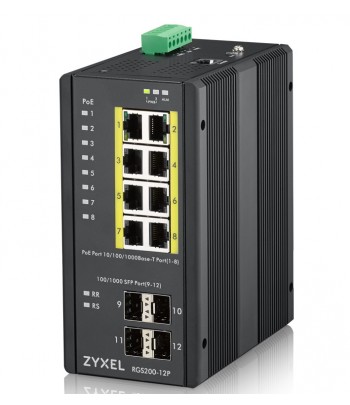 ZyXEL RGS200-12P Managed L2 Gigabit Ethernet (10/100/1000) Power over Ethernet (PoE) Black